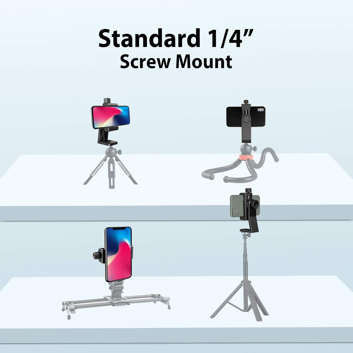6amLifestyle Cell Phone Tripod Mount Adapter with 360° Rotatable Ball Head for Universal Smartphone Holder