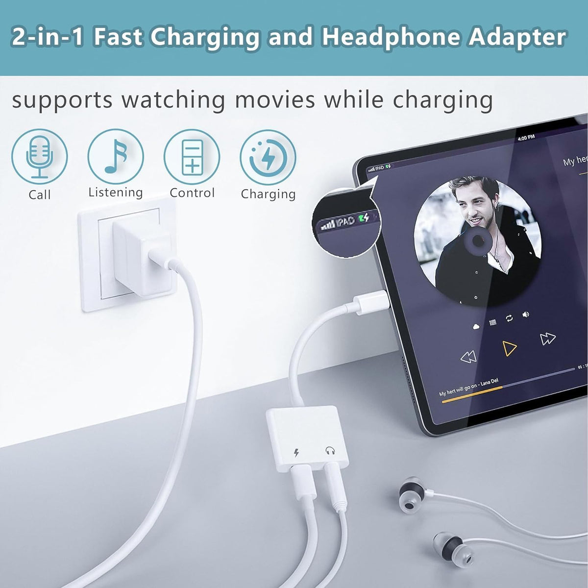 [MFi Certified] 2Pack iPhone 16 15 Headphone Adapter,2 in 1 USB C to 3.5mm Aux Audio Dongle +Charge Splitter Headphone Accessories Compatible with iPhone 16/16 Pro/16 Pro Max/iPhone15/15Pro/15Pro Max