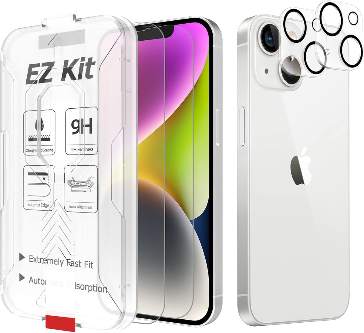 [2+2 Pack] Tempered Glass Screen Protector for iPhone 14 (6.1 inch, 2022) with 9H Hardness, Camera Lens Protector