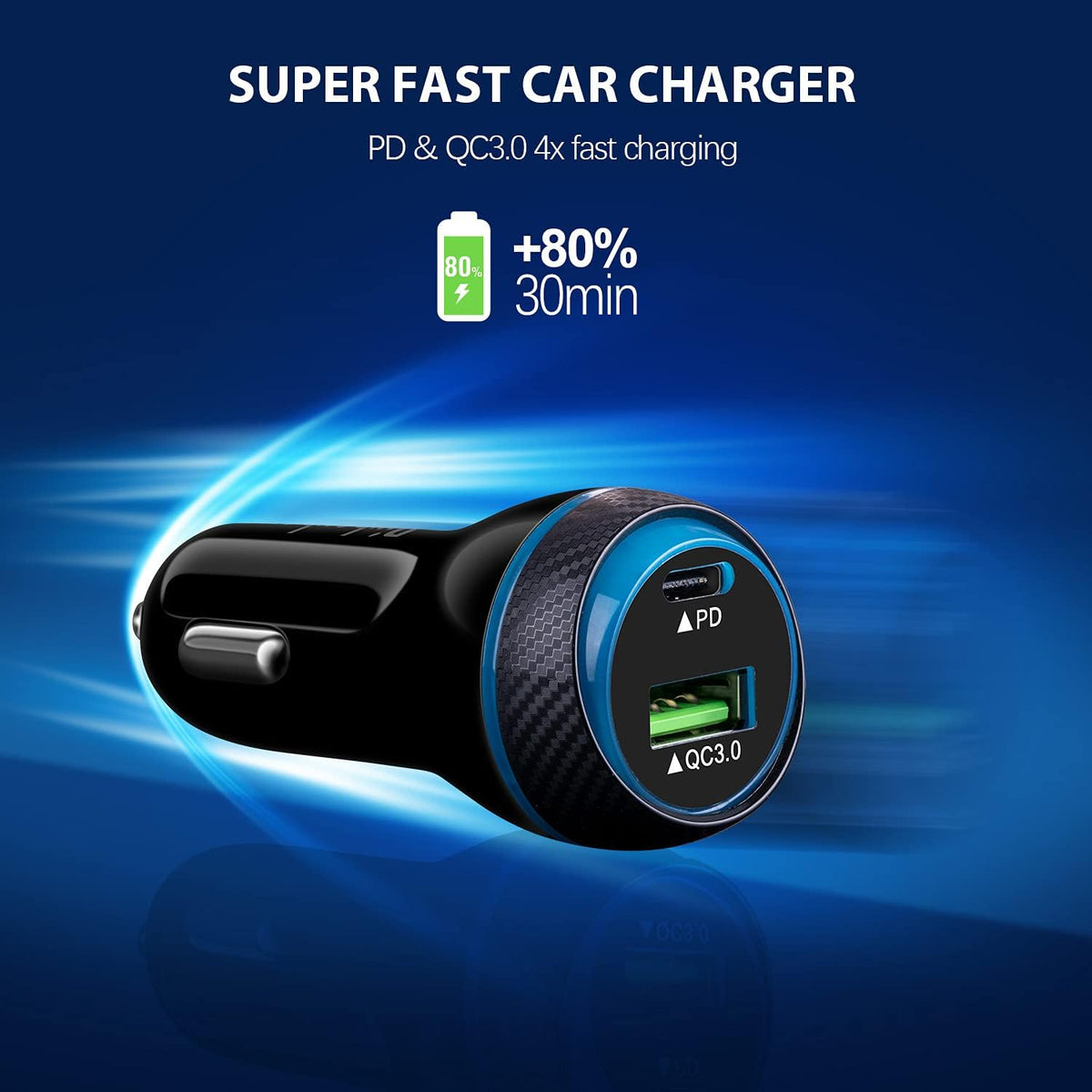 Type C Super Fast Charger Car 45W, [PD/PPS+QC] Dual Fast Charging Car Cigarette Lighter Adapter for Samsung