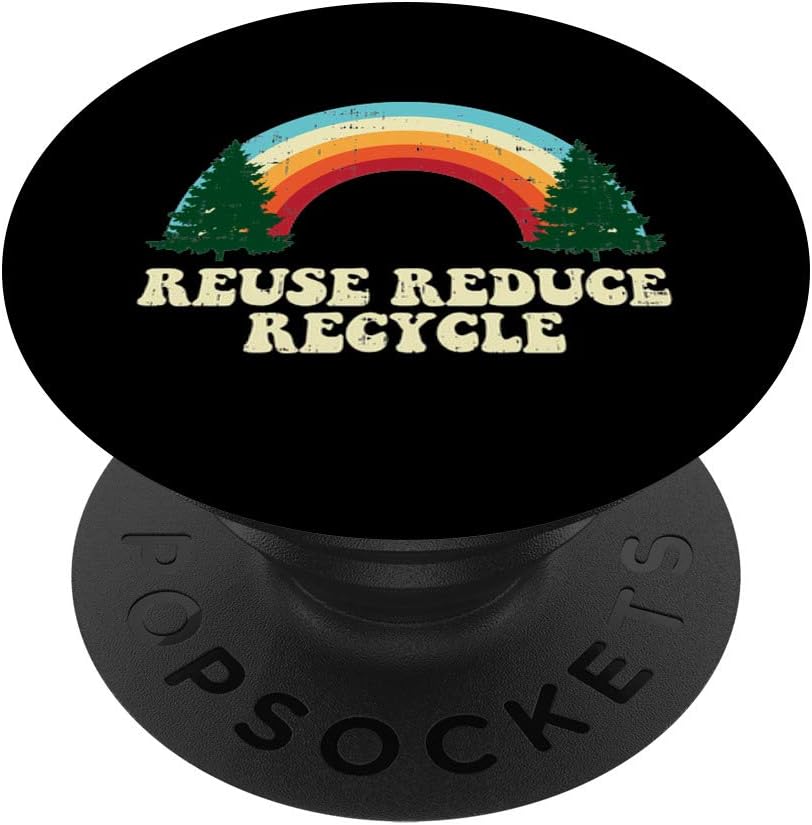 PopSockets Grip and Stand for Phones and Tablets - Reuse Reduce Recycle Trees Rainbow Retro Earth Day 2020 Gift