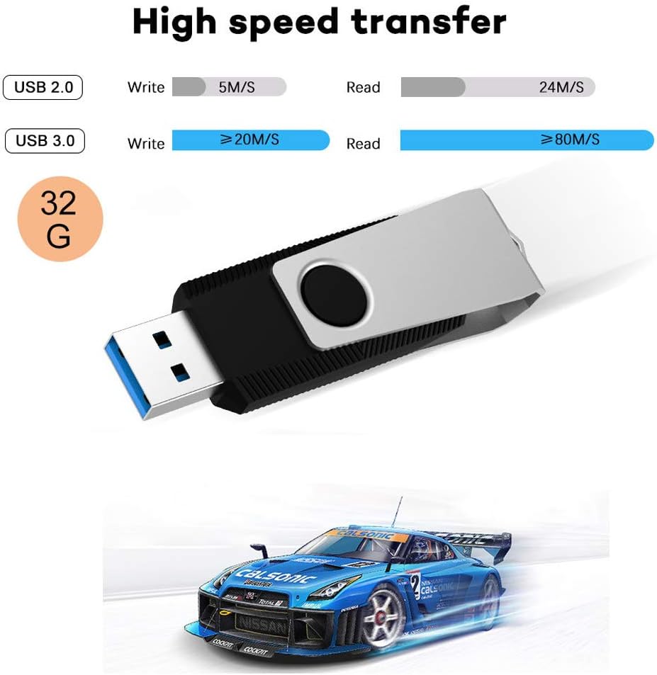 KEXIN USB 3.0 Flash Drive 32GB 10 Pack Thumb Drive 3.0 - Up to 80MB/s Read/Write Speed Black