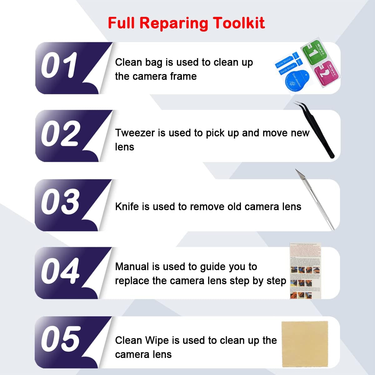 2 Set Back Camera Lens Replacement for Samsung Galaxy S22 and 22+ Plus with Professional Repair Tool Kit and