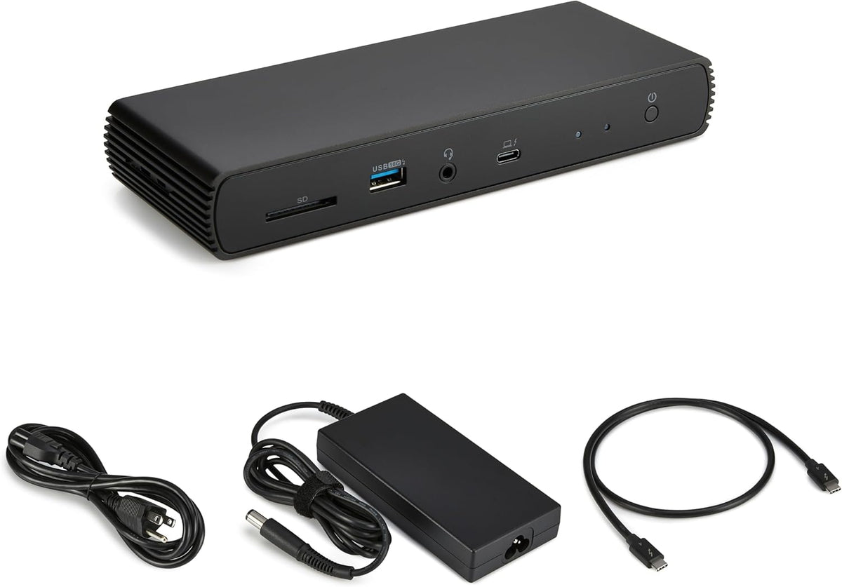 Amazon Basics Thunderbolt4/USB4 Pro Docking Station,2xTBT4,1xHDMI2.1,3xUSB A 3.1,RJ45,Dual Display, Black, 7.86 x 2.95 x 1.23 inches