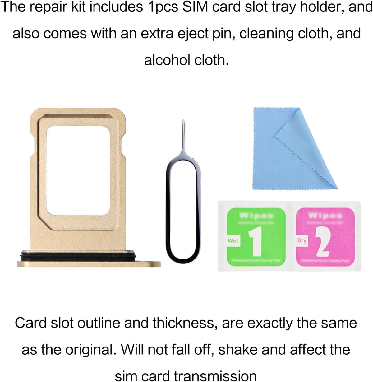 ASDAWN SIM Card Slot Tray Holder Replacement for iPhone 13 Pro Max, Waterproof Rubber Ring & SIM Pin (Gold)