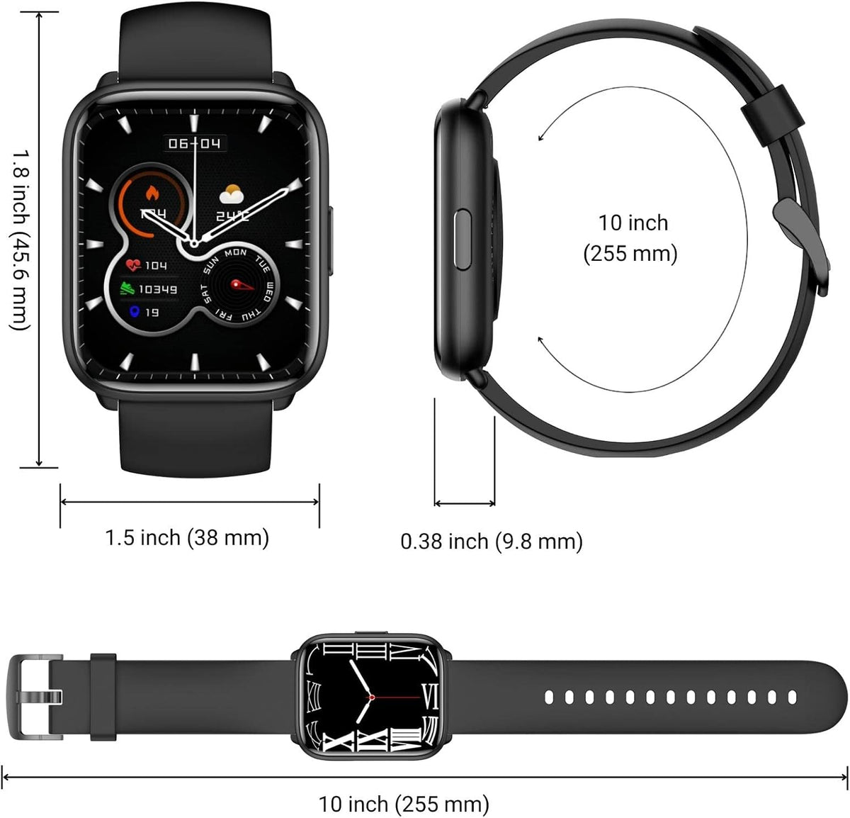 Smart Watch for Men Women, 1.8" Fitness Tracker with Heart Rate SpO2 Sleep Monitor, 100+ Sports, 5ATM Waterproof