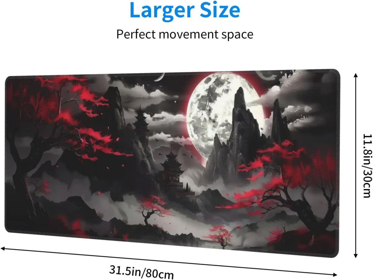 Extended Gaming Mouse Pad, Large Desk Mat XL Anime Mouse Pad Waterproof with Stitched Edges, Non-Slip Desktop Pad for Home and Office, Level Up Your 31.5x11.8 Inch (Night canyon2)