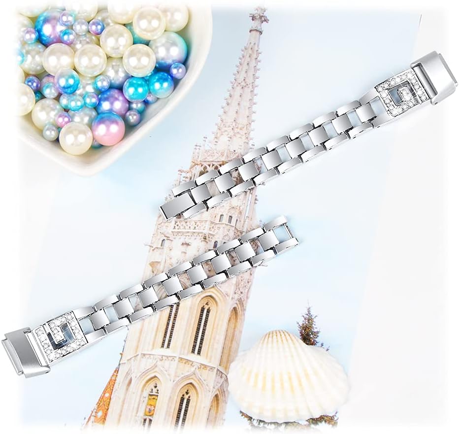 Metal Bands for Fitbit Luxe, Adjustable Stainless Steel Replacement Watch Strap Accessories for Women Men