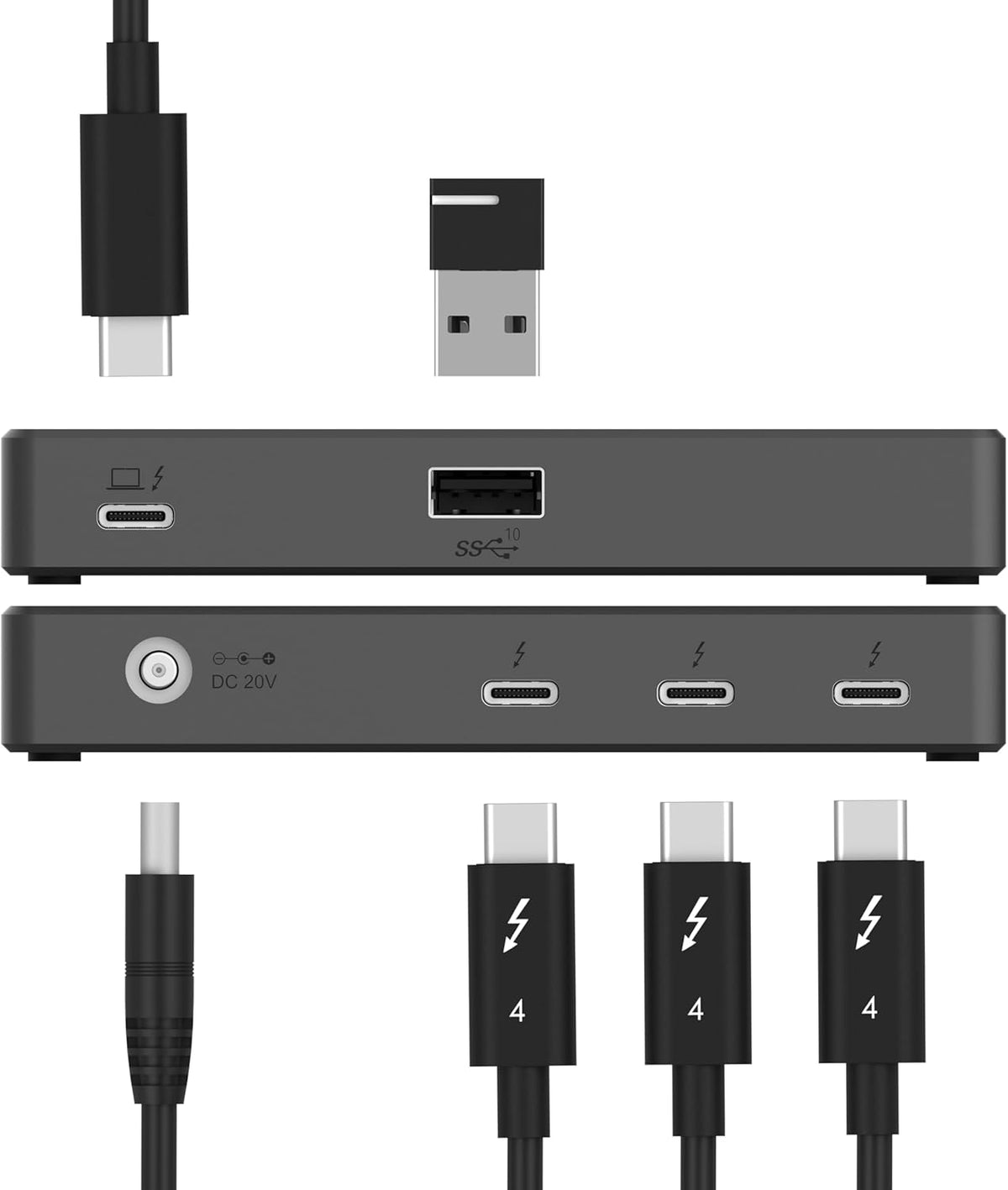 SABRENT Thunderbolt 4 Hub, 60W Charging USB-C Dock for Laptops, 3X TB4 + 1x USB-A, Supports Dual 4K@60Hz or 8K@60Hz Display, Certified TB4 Cable, macOS/Windows Compatible (HB-TBT4)