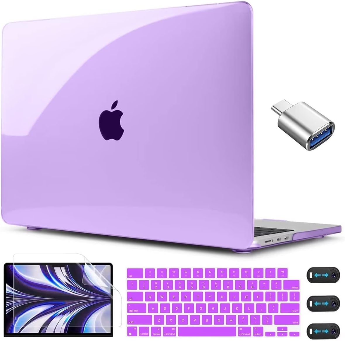 CISSOOK for MacBook Air 13.6 inch Case 2025 2024 2022 Release A3240 A3113 A2681 with Liquid Retina Display, Protective Hard Shell Case for MacBook Air 13 M2 M3 M4, Crystal Purple