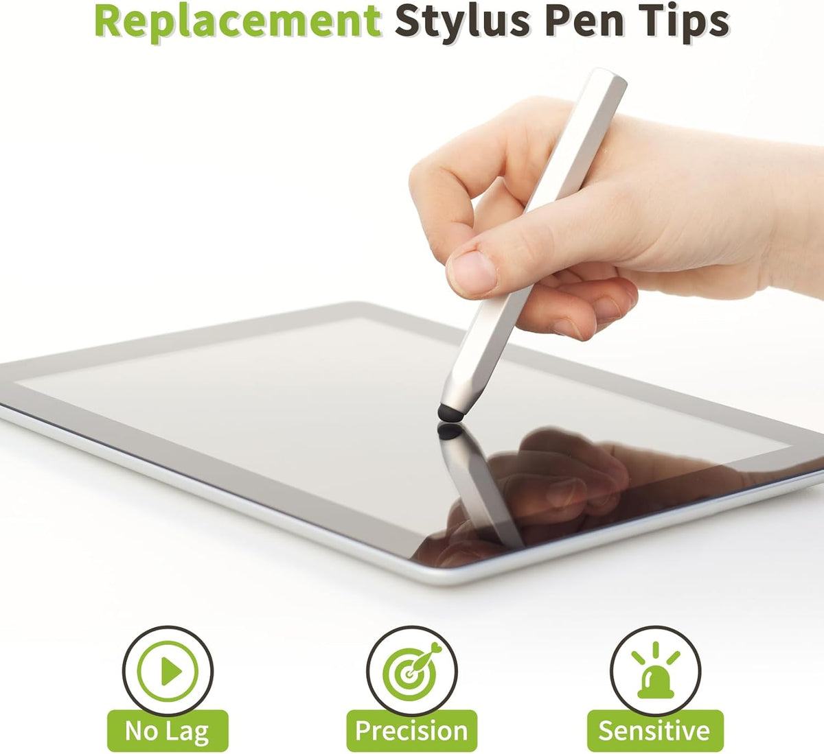 MECCANIXITY 40Pcs Replacement Stylus Pen Tips 9mm Conductive Capacitive Touch Screen Pens Tips Silicone Rubber, Black