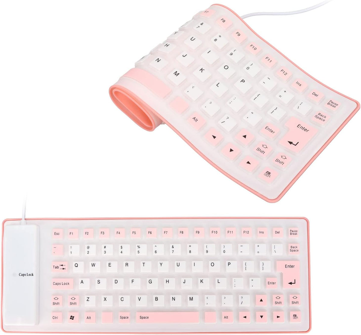 Silicone Keyboard, Foldable Flexible USB Wired Gaming Keyboard, 85 Keys, Fully Sealed Design, Waterproof, Dustproof