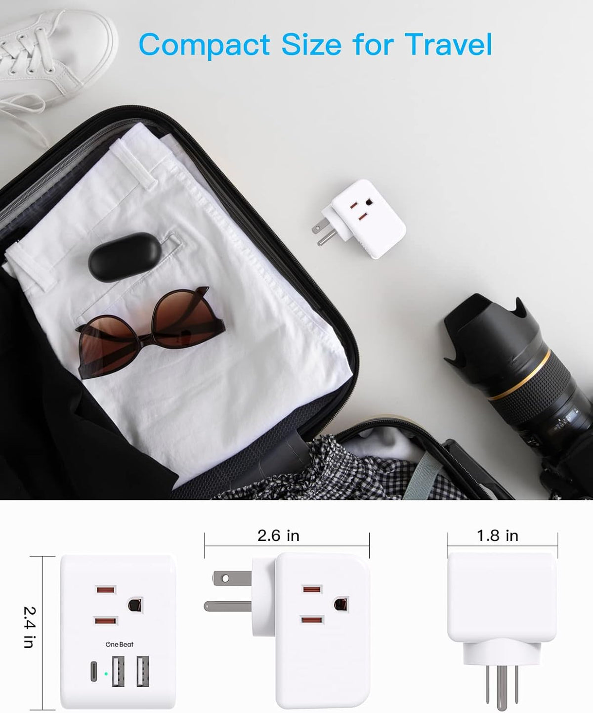 Multi Plug Outlet Extender, Non Surge Protector Electric Outlet Splitter with 3 USB Wall Charger (1 USB C) for