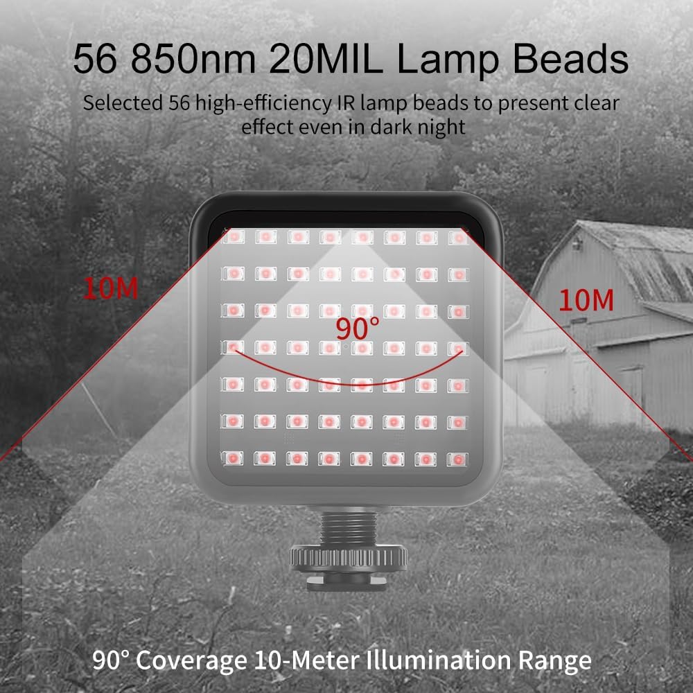 Mini IR Night Vision Light, Infrared Photography Light for Night Vision Video Recording