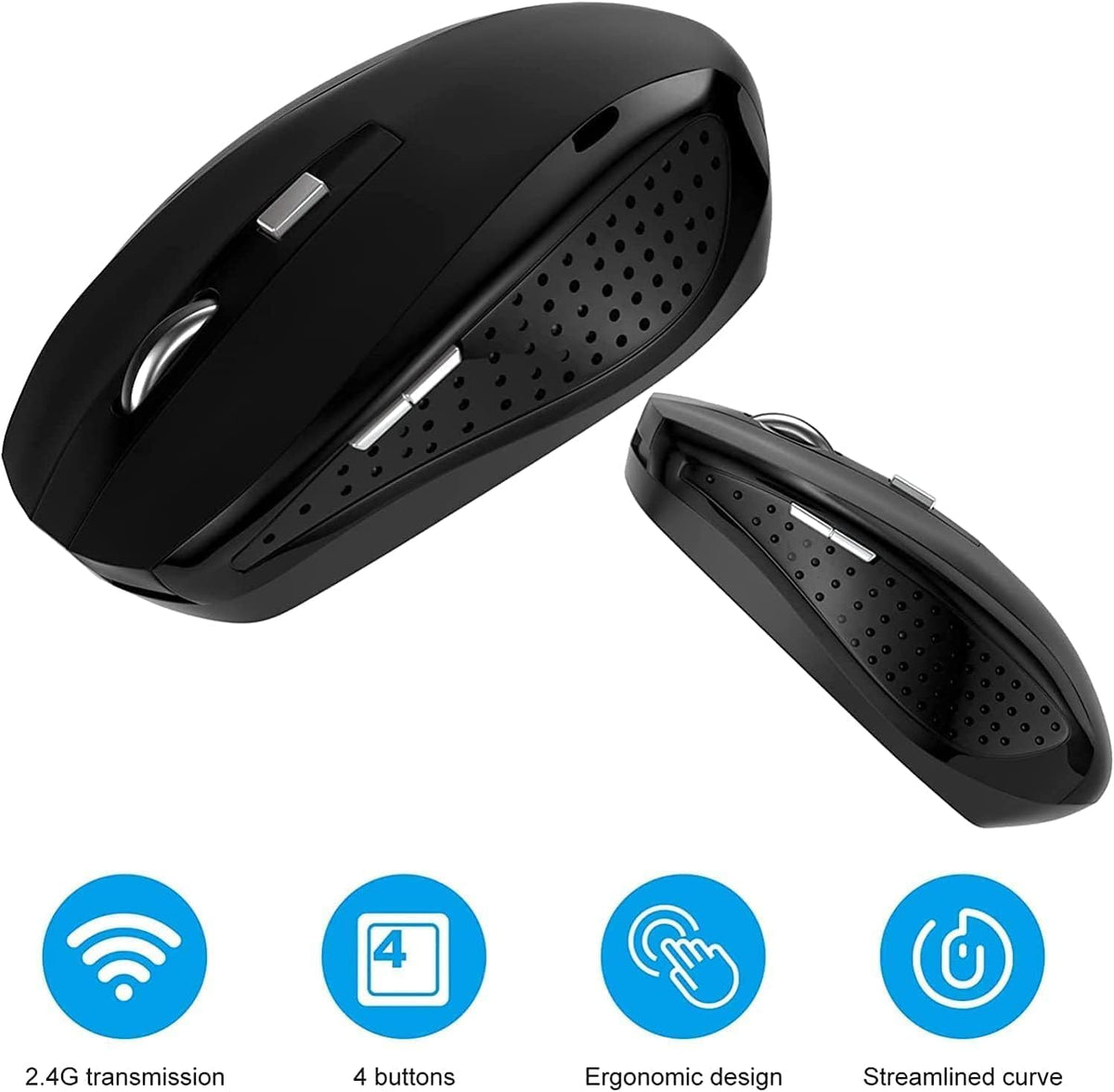 Guiheng 2.4Ghz 1200,6 Wireless Mouse, Wireless Computer Mouse Buttons with Nano Receiver