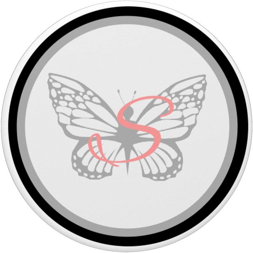 Letter S with Butterfly PopSockets PopGrip: Swappable Grip for Phones & Tablets for Easy Handling