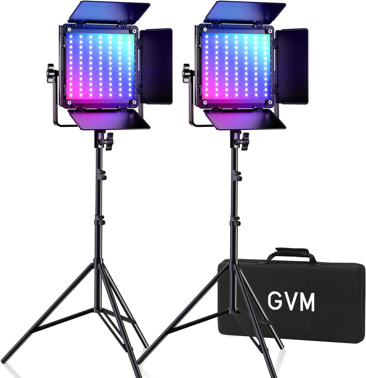GVM 800D RGB Led Video Light, 2PCS Video Lighting Kit with APP Control, 40W Photography Lighting Led Panel Light with 18 Kinds of The Scene Lights for Studio YouTube, 3200K-5600K, CRI 97+
