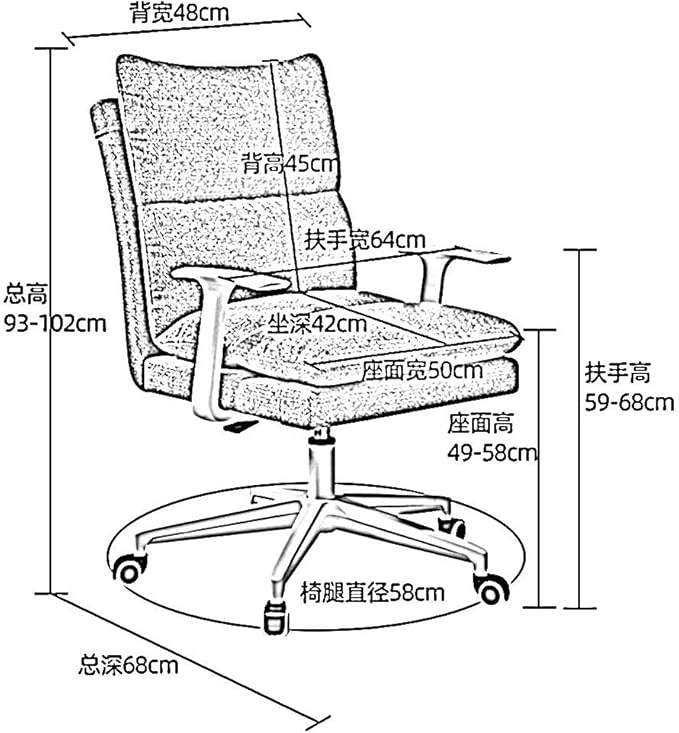 Katzowen Office Computer ChairHome Leisure Computer Chair Comfortable backrest Removable Soft Bag and armrest Gaming Chair Not tiltable Heavy Nylon feet Load-Bearing 120kg (Color : Gray)