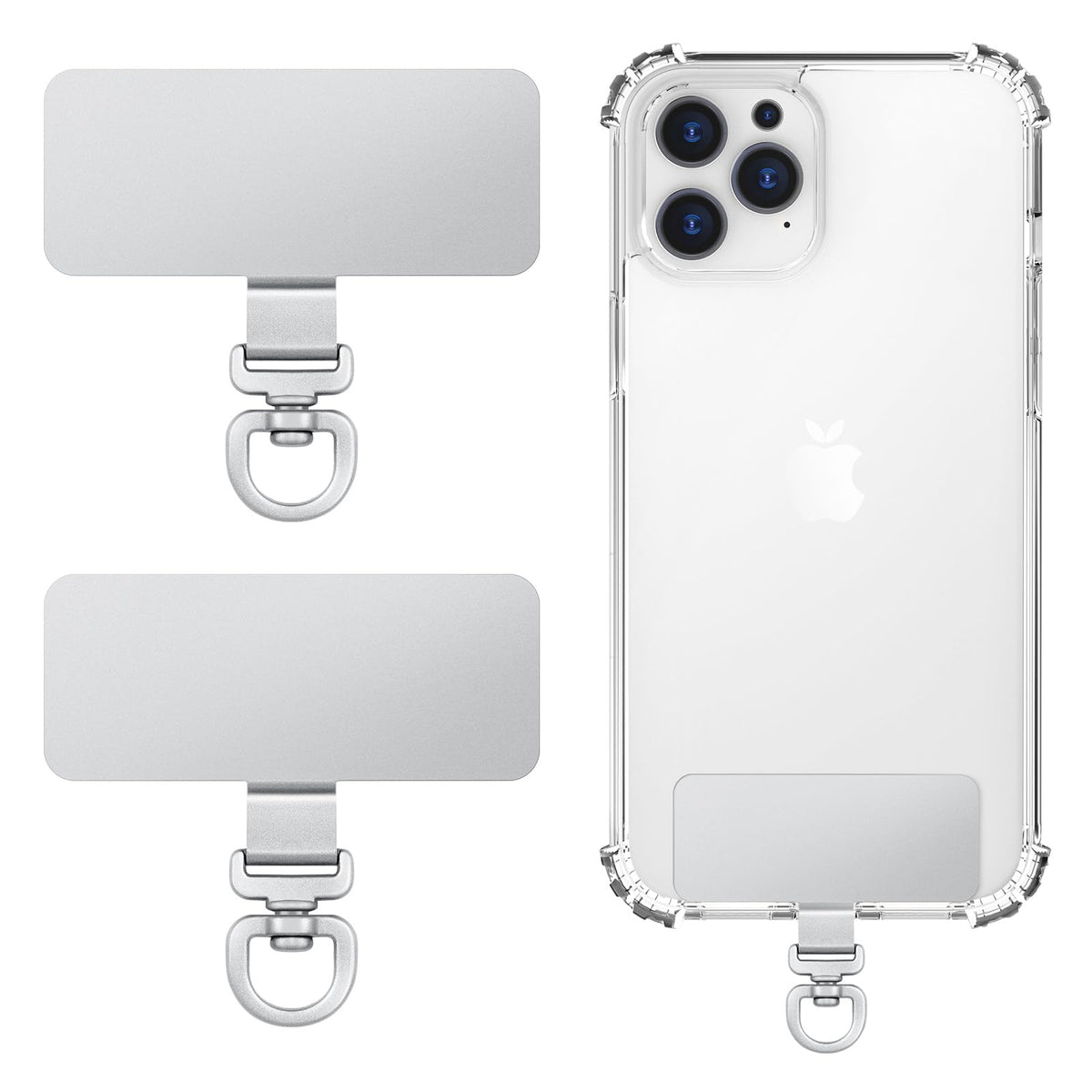 MoKo 2 Pack Metal Phone Tether Tabs, Rotatable 360° Phone Lanyard Patch, Rectangle Tether Tab for Most Full Coverage Cases, Universal Cellphone Strap