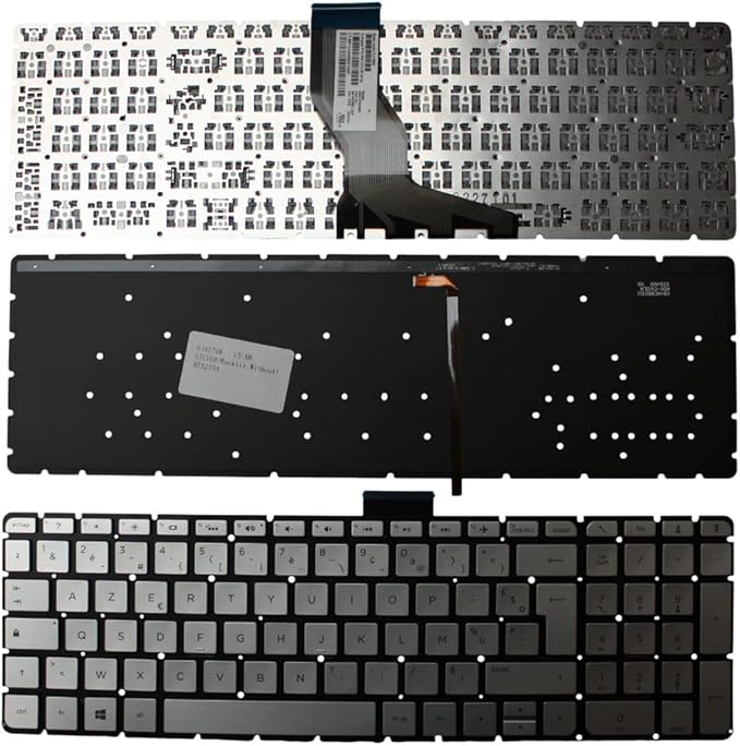 Power4Laptops French Layout Backlit Silver Replacement Laptop Keyboard Compatible with HP Pavilion 15-ab023TX