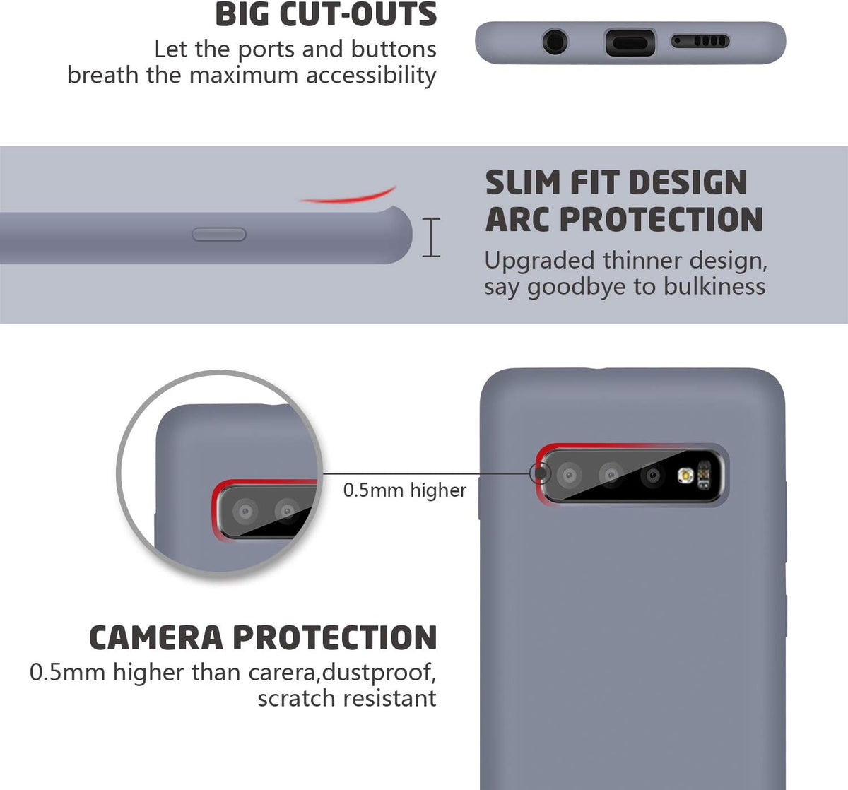 Abitku Compatible with Galaxy S10 Case, Liquid Silicone Microfiber Cloth Lining Full Body Cover with Screen & Camera