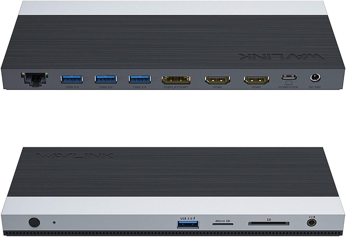 WAVLINK USB C Docking Station 4K Triple Display (2 HDMI + 1 Displayport) with 100W PC Charging, Gigabit Ethernet, 4 USB 3.0, SD/TF Card Slot, Audio, for Dell HP MacBook Lenovo and Other USB C Laptops