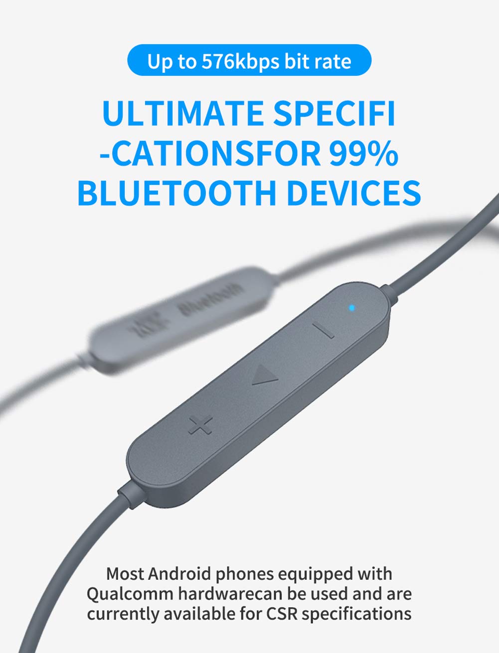 erjigo KZ HD Bluetooth Headphone/Earphone - Wireless Cable with Microphone Replacement for (B PIN)