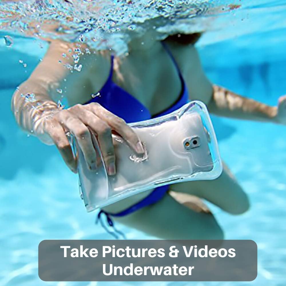 AquaVault 100% Waterproof Floating Smart Phone Case & Money Pouch - Fits All Phones - Made from Premium Heavy Duty PVC for Added Drop Protection - Includes Adjustable Neck Strap. White
