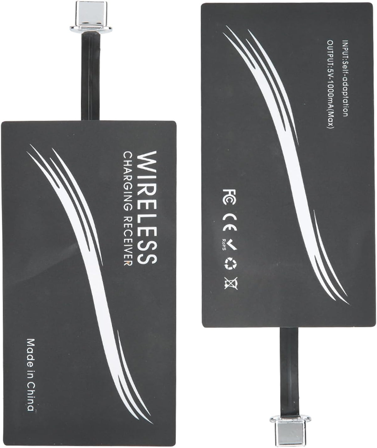 2PCS Thin Wireless Charging Receiver, Universal Type C Wireless Charger Adapters for All Cell Phone Models