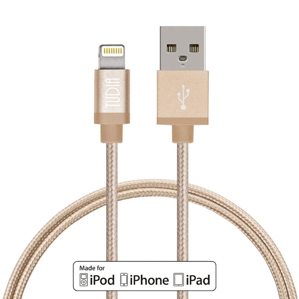 TUDIA 3ft Nylon Braided USB Cable with Lightning Connector [Apple MFi Certified] for iPhone 6/6 Plus, iPad Air 2