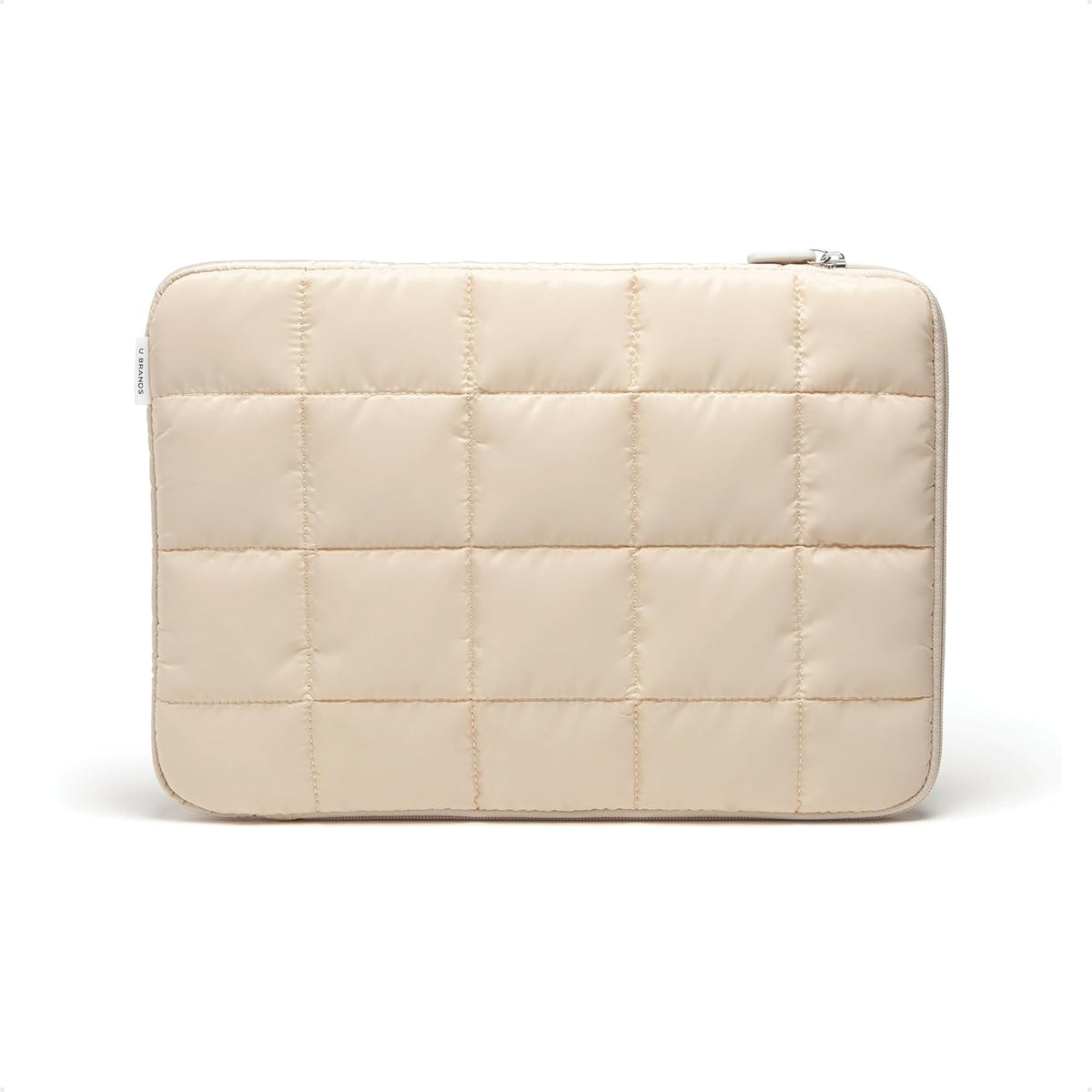 U Brands Nylon Puffer Large Laptop Case, 10.5" x 15", Computer Bag for MacBook Pro, MacBook Air, Chromebook, HP, Laptop Bag for Women, Sand Beige
