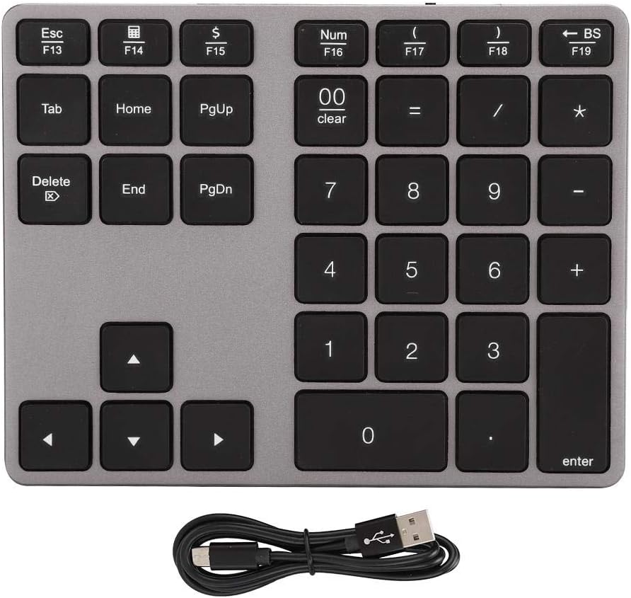 Bluetooth Numeric Keypad, 35 Keys Ultra Thin Number Pad, Bluetooth 5.0 Rechargeable for Tablet, Windows,