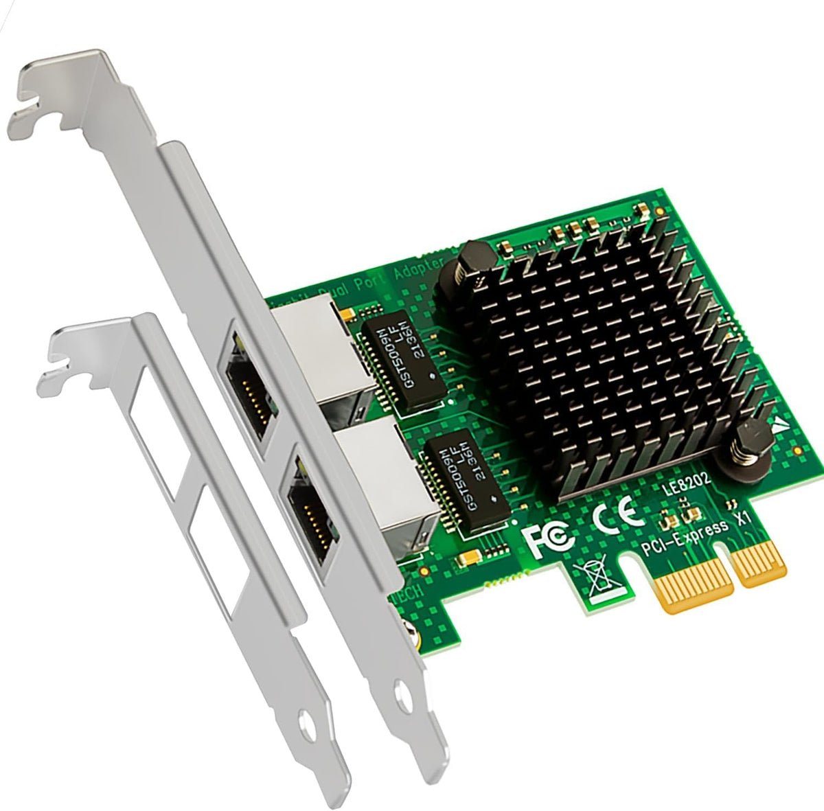 GLOTRENDS LE8202 2 RJ45 Gigabit Network Card with Ports for Soft Router, NAS Link Aggregation, Network Isolation, etc