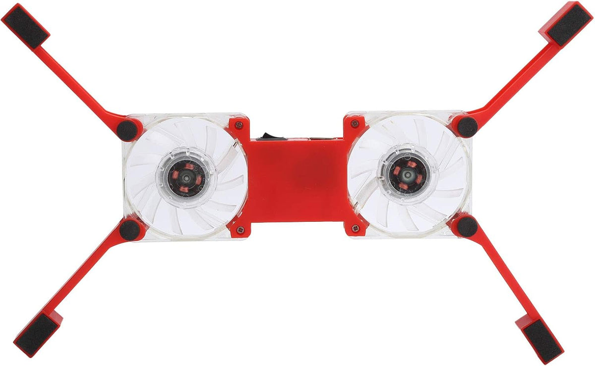 DR-S02 Laptop Cooling Pad, Folding Cooler with Dual Fans, Portable USB Powered Notebook Radiator Stand (Red)