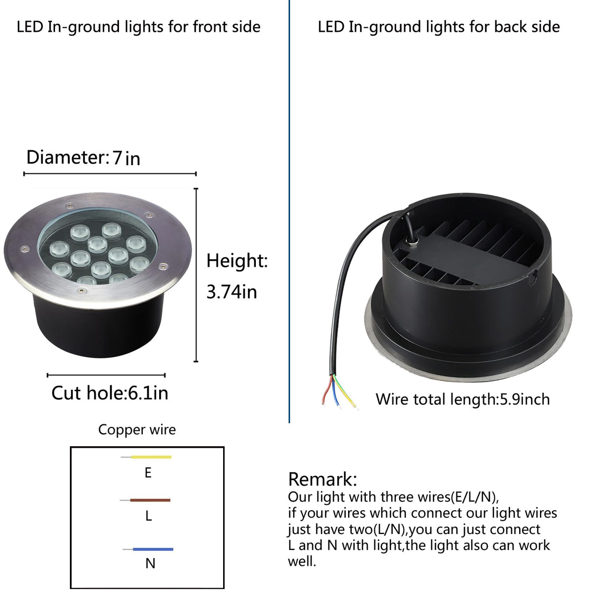 GOCuces 12W Outdoor In Ground Lights Hardwired 110V-120V