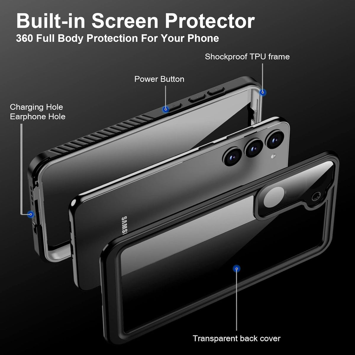 GOLDJU for Samsung Galaxy S23 Plus Case, Waterproof with Built-in Screen/Lens Protector, [14FT Military Drop Proof]