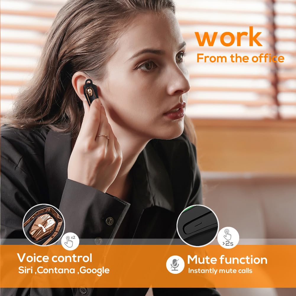 Single Ear Headsets Wireless Bluetooth, 30H Talking Time, Noise Canceling Mic Hands-Free Calls, Hands Free Wireless Bluetooth Earpiece, Call Reminder