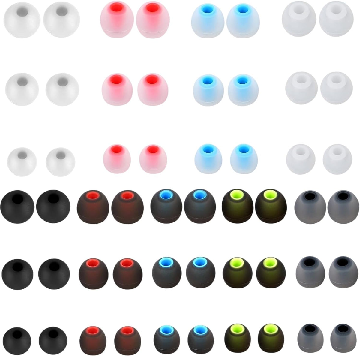 HuGuWdy 54Pcs 3.8mm -5.1mm) 27 Earbud Replacement TipsEar Bud Rubber Tips Silicone Earbud Tips Earbud Covers Silicone