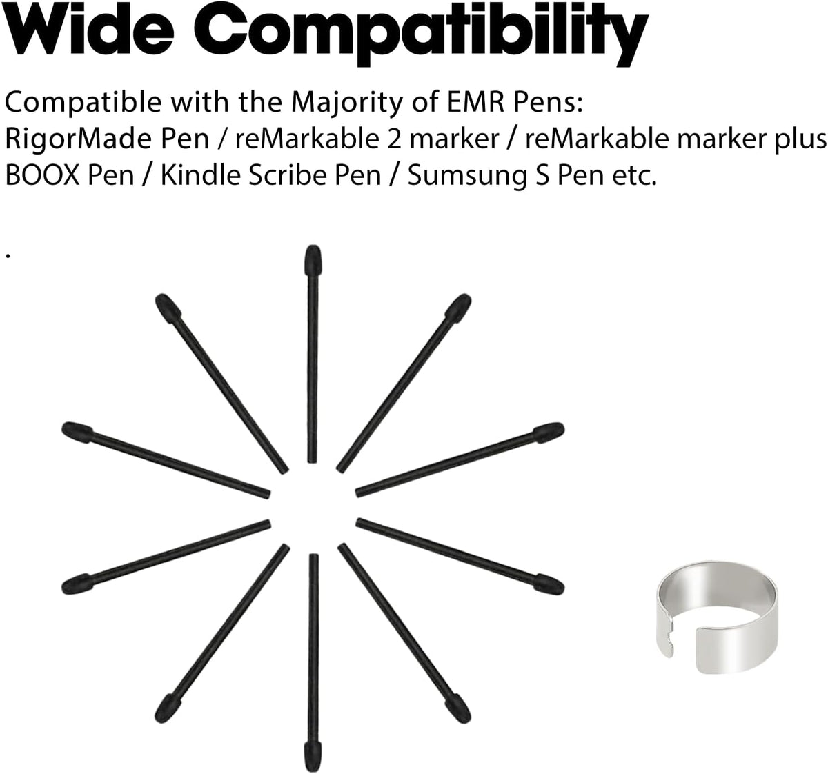 Marker Pen Tips for Remarkable 2 Pen nips 10 Pcs with Removal Tool, Durable Stylus Pen Replacement Nibs Marker Pen fit Samsung, Boox PenNote Air2 Plus