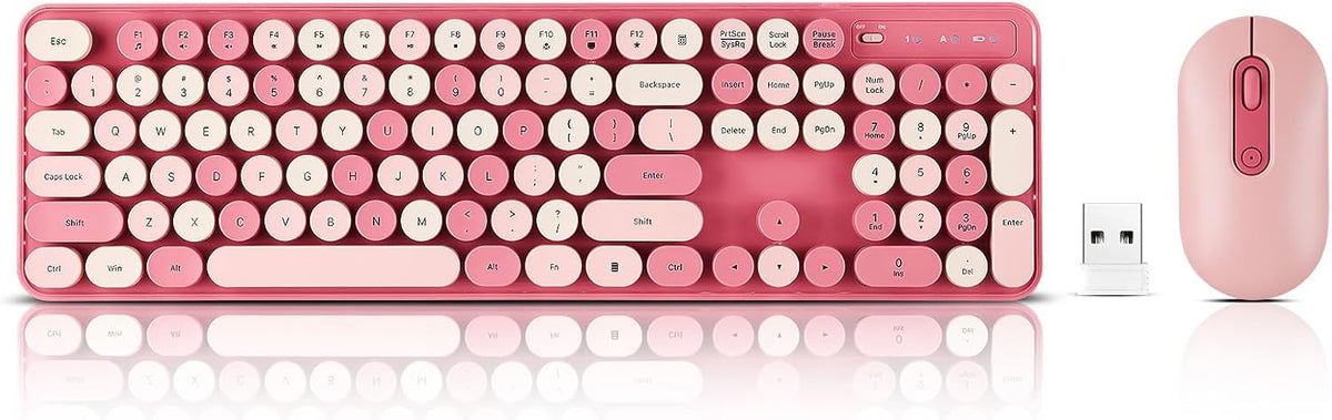 Guiheng Set 2.4G Wireless Keyboard and Mouse Combo, Full Size Compact Quiet Wireless Keyboard and Mouse Ultra-Thin