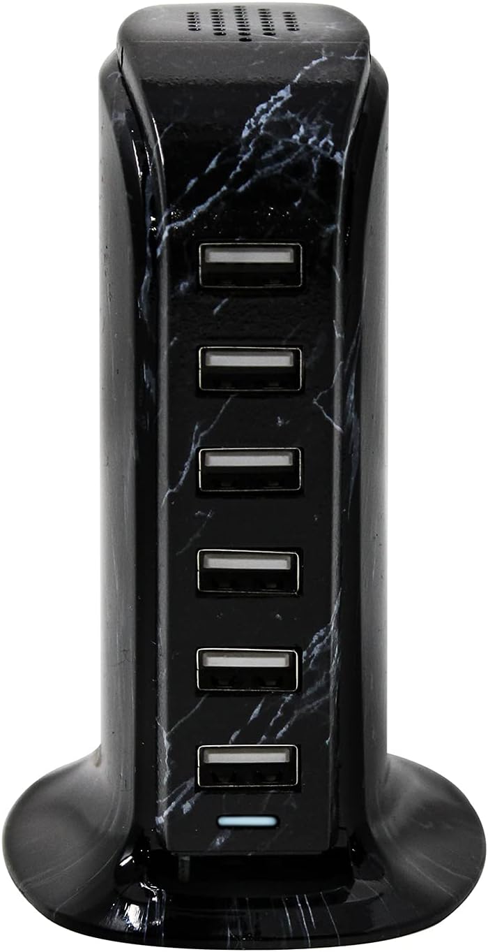 Aduro 40W 6-Port USB Desktop Charging Station Hub Wall Charger for iPhone, iPad, Tablets with Smart Flow