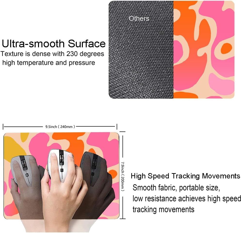Mouse Pad, Modern Abstract Mousepad, Cute Pink Mouse Mat Waterproof Non-Slip Rubber Base Mouse Pads for Women Office Laptop