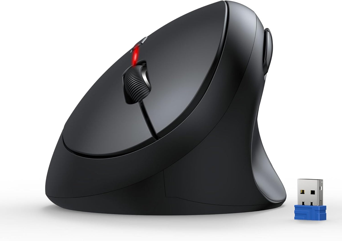 TECKNET Ergonomic Mouse, 4800 DPI Wireless Vertical Mouse, 5 Adjustable DPI Levels, 6 Buttons, 2.4G Silent Wireless Mouse for Laptop, PC, Chromebook, Mac - Black
