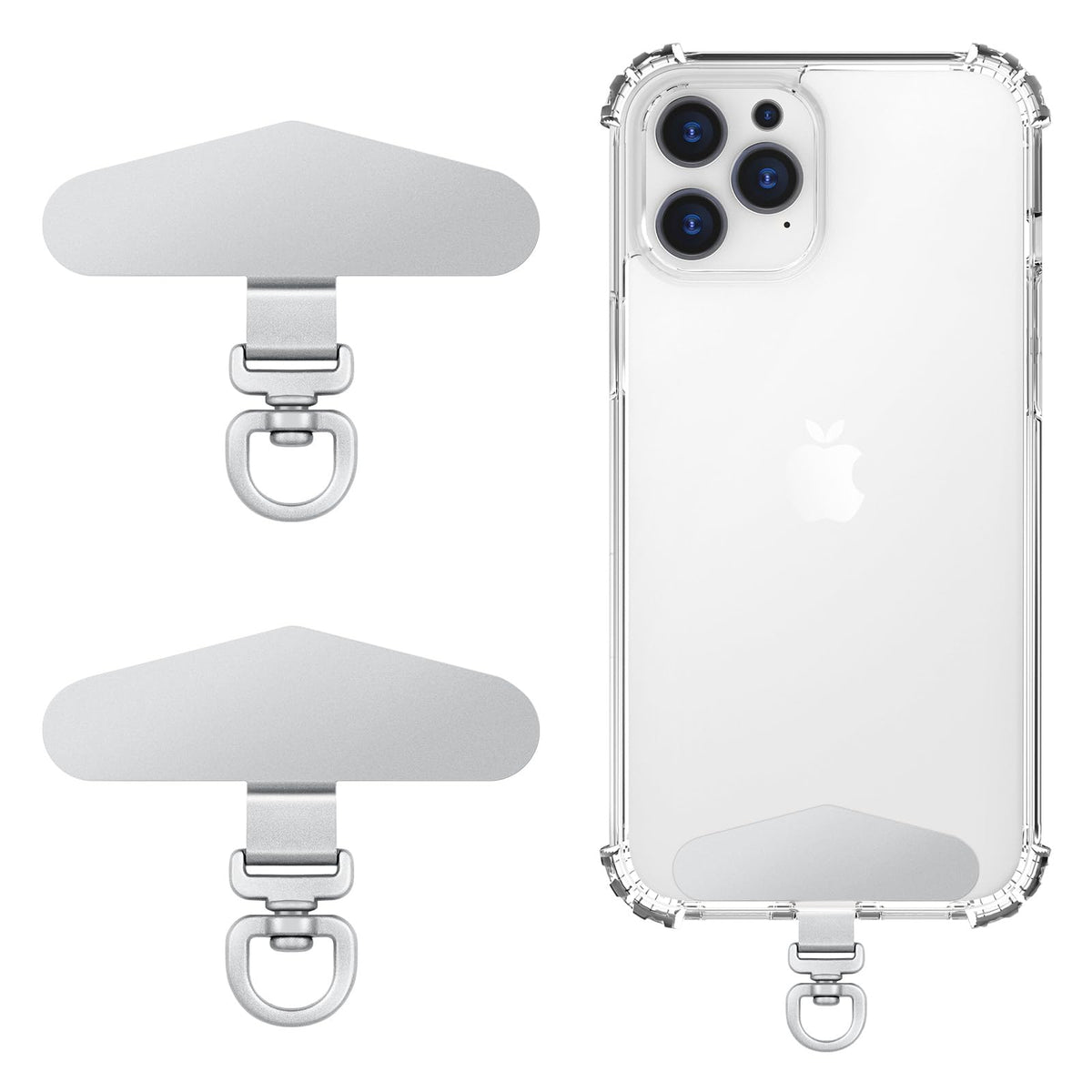 MoKo 2 Pack Metal Phone Tether Tabs, Rotatable 360° Phone Lanyard Patch, Triangle Tether Tab for Most Full Coverage Cases, Universal Cellphone Strap