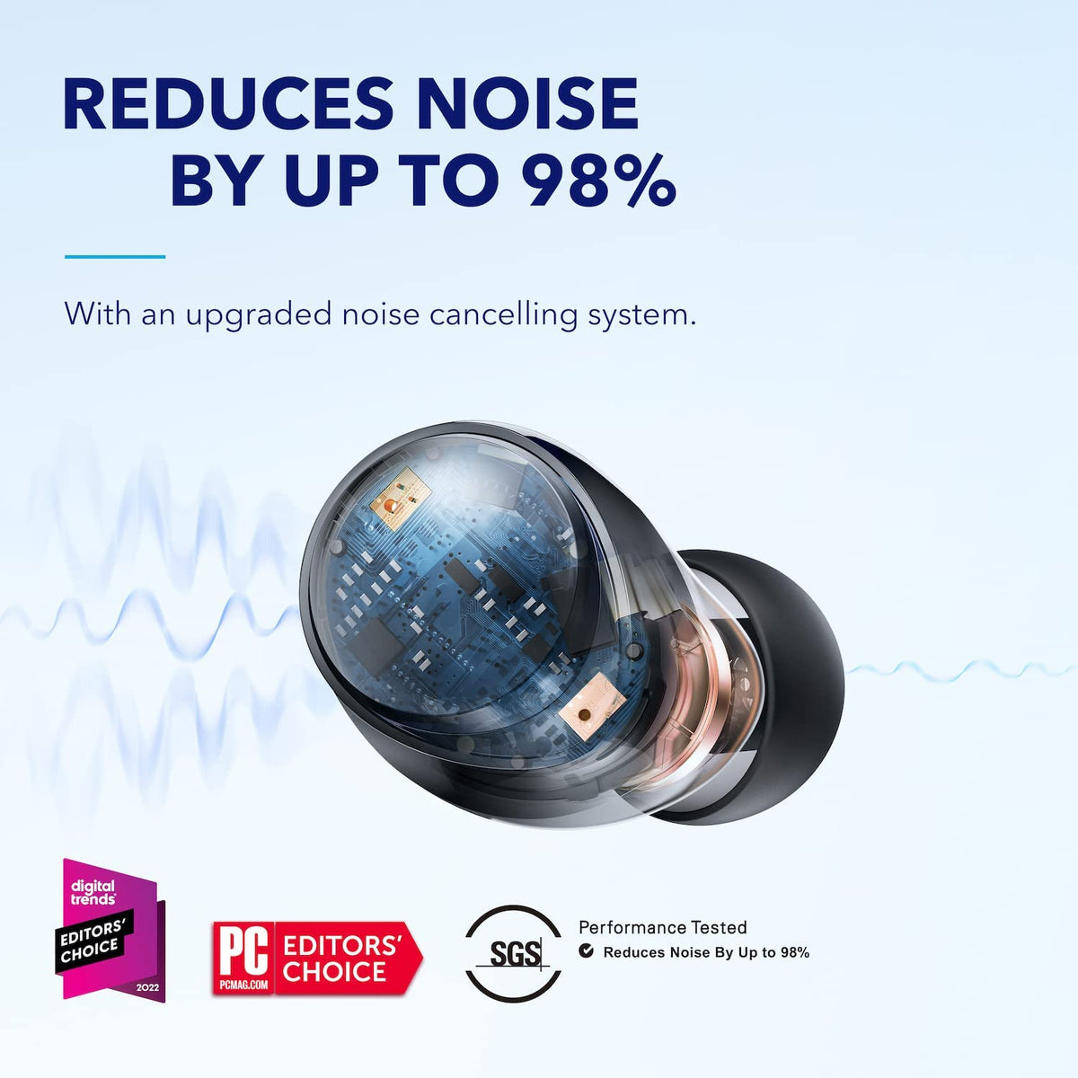 Soundcore by Anker Space A40 Adaptive Active Noise Cancelling Wireless Earbuds, Reduce Noise by Up to 98%, Ultra Long 50H Playtime, 10H Single