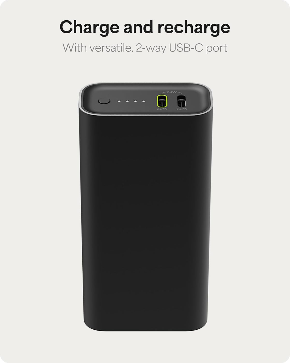 Mophie Powerstation 10,000mAh Power Bank (Gen 3) – Ultra-Fast USB-C PD, 30W Output, Charges 2 Devices, Up to 2 Phone Charges, LED Indicator, Compact & Portable, Premium Anodized Aluminum Body, Black