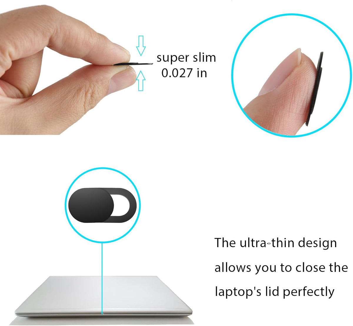 Laptop Camera Cover Slide, Camera Cover Slide, 8 Pack Ultra Thin Webcam Cover Slide for Laptop, Tablet, Desktop, PC, Smartphone, Protect Your Privacy and Security(Black)