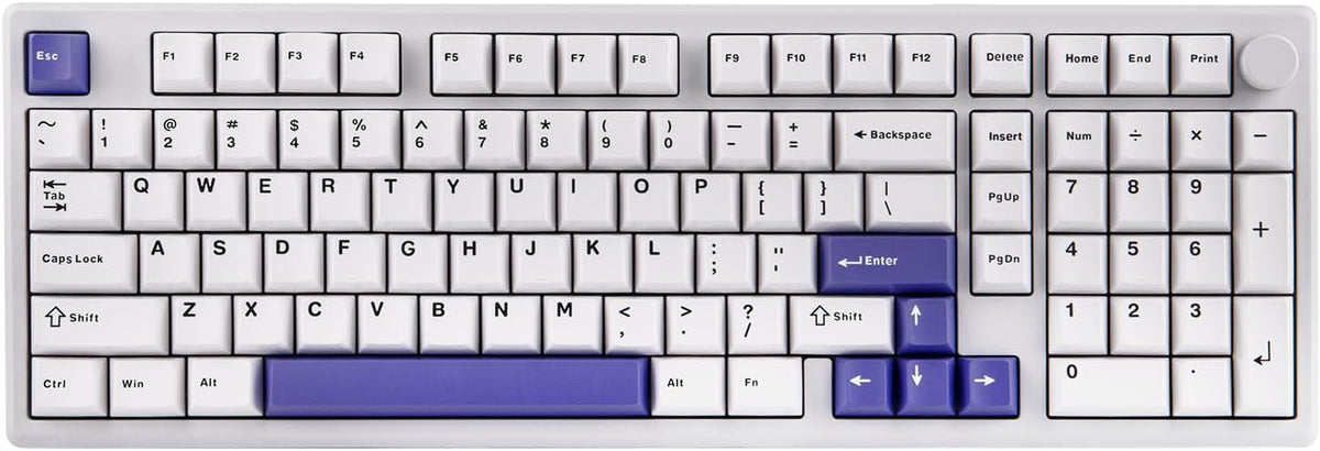 EPOMAKER Galaxy100 QMK/VIA Wireless Mechanical Keyboard with 8000mAh Battery and Numpad, CNC Aluminum, Full Size Gaming Keyboard, USB-C/BT5.0/2.4Ghz (White Purple, Wisteria Linear Switch)