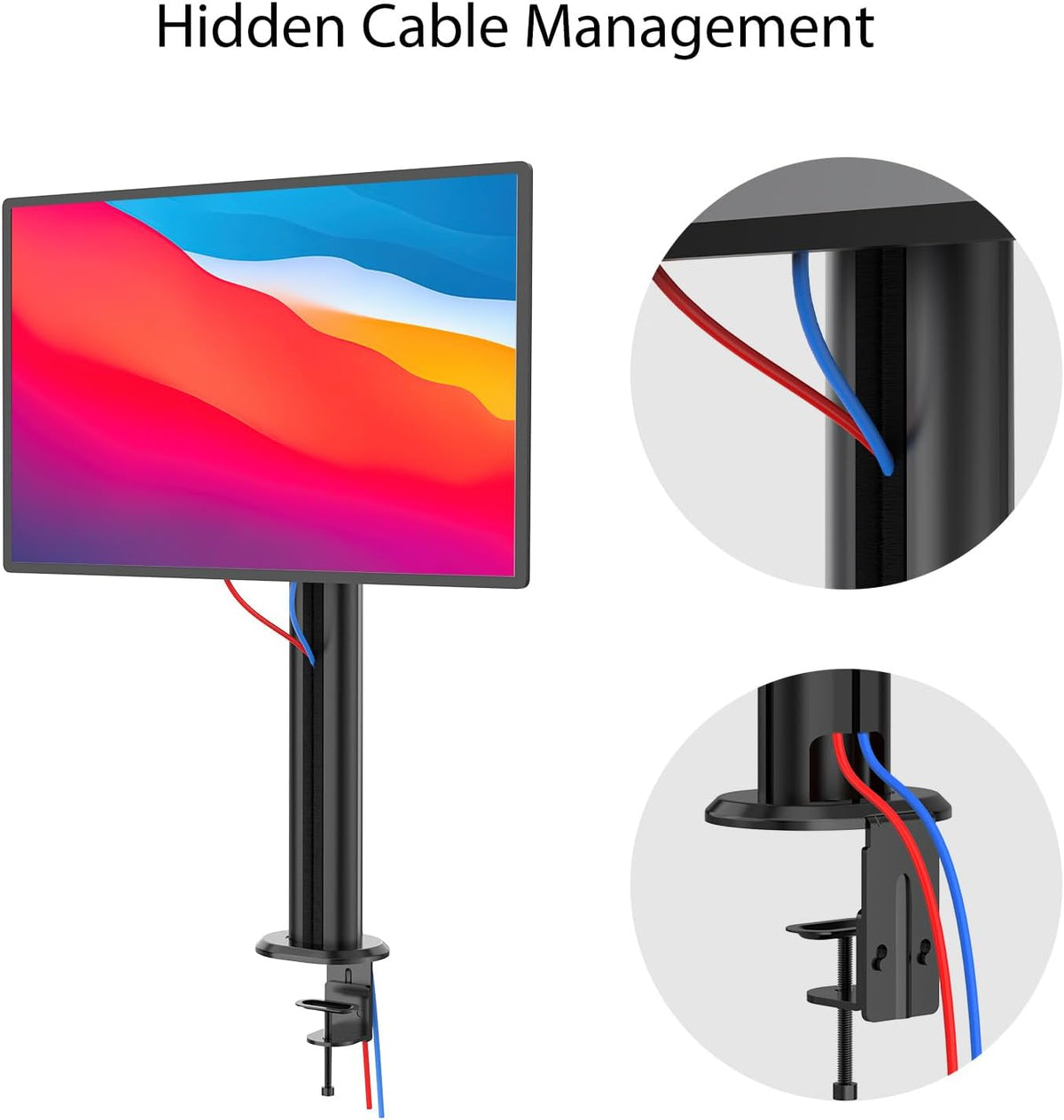 BEWISER Dual Monitor Stand Desk Mount- Vertical Heavy Duty Monitor Riser Fits Two 17 to 49 Inch Screen with Swivel, Tilt, Height Adjustable,weight capacity up to 33 lbs，BL200-B