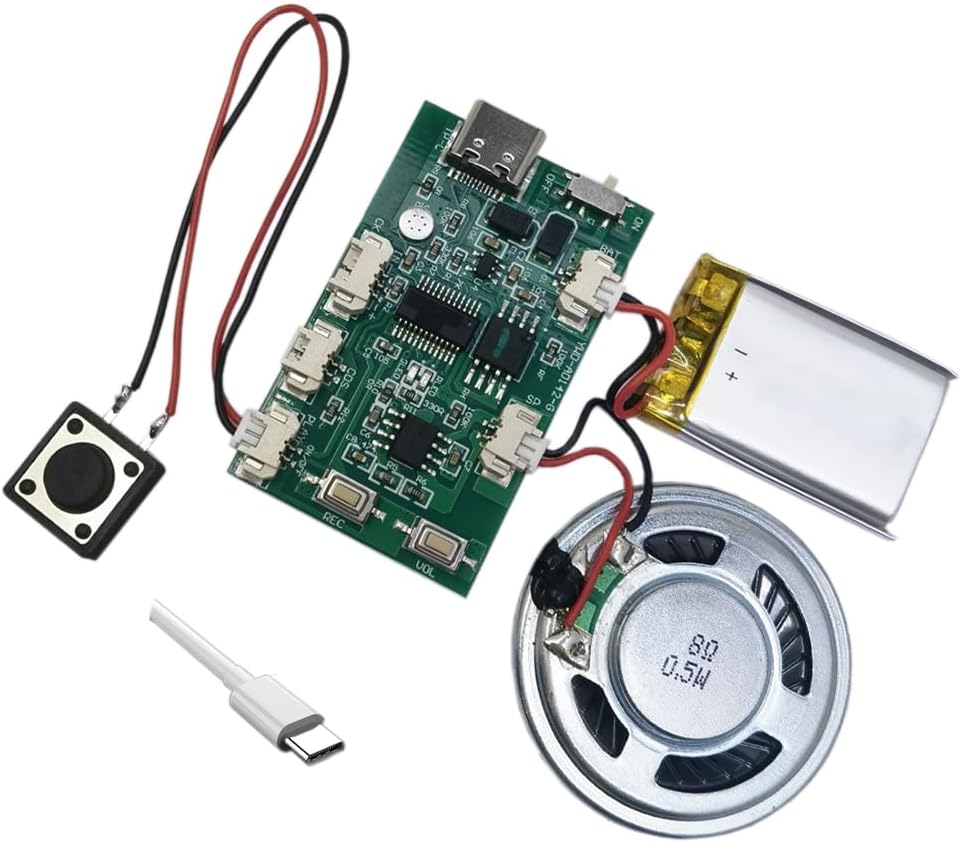 Gikfun 8 EK8484 Sound Recorder Module, DIY Music Voice Recording Module with ohm Speaker for Personalized Greetings